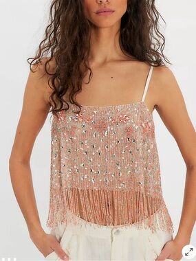 Free People Juliet Beaded Fringe Top